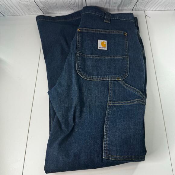 Carhartt Men's Relaxed Fit Dark Wash Denim Workwear Jeans 33 x 32 - Picture 1 of 7